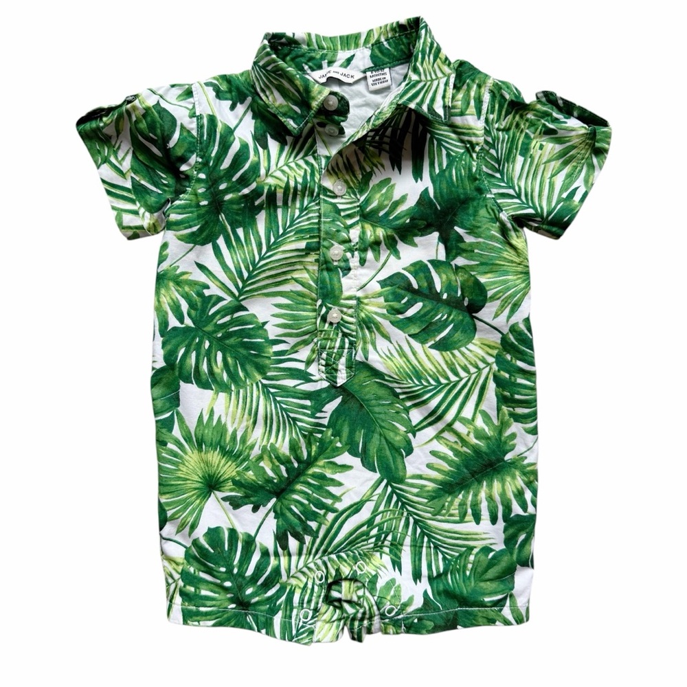 Janie and Jack Baby Palm Romper Short Sleeve Infant Boys 6-12 Months Tropical